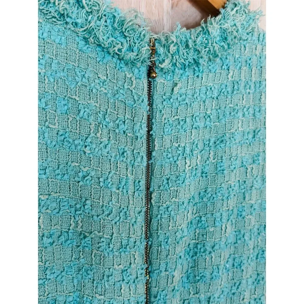 Kate Spade‎ Terri Boucle Aqua Tweed Sheath Dress Size 0 Sleeveless Spring